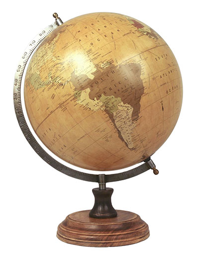 Large Globe on Wooden Base Dia 28cm